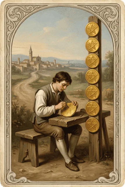 韋特塔羅錢幣八 Eight of Pentacles